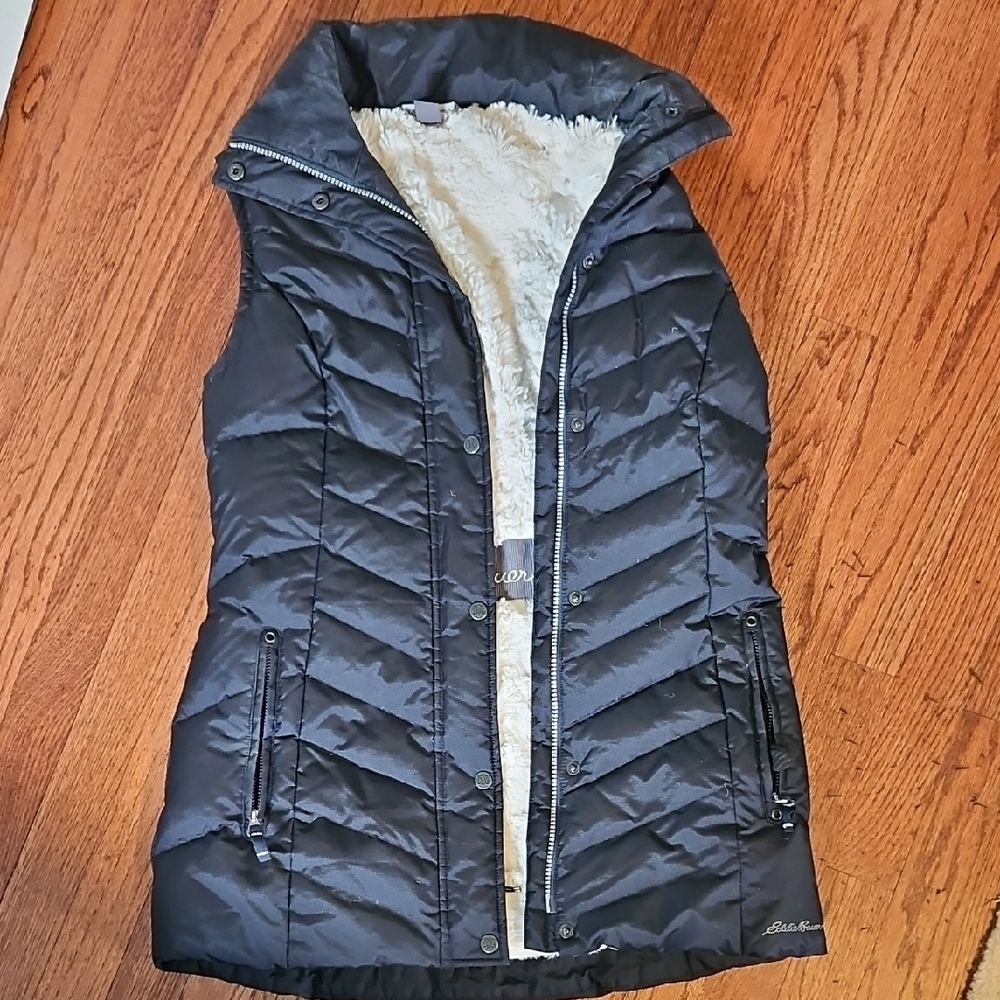Eddie Bauer Long Vest Down Faux Fur Lined